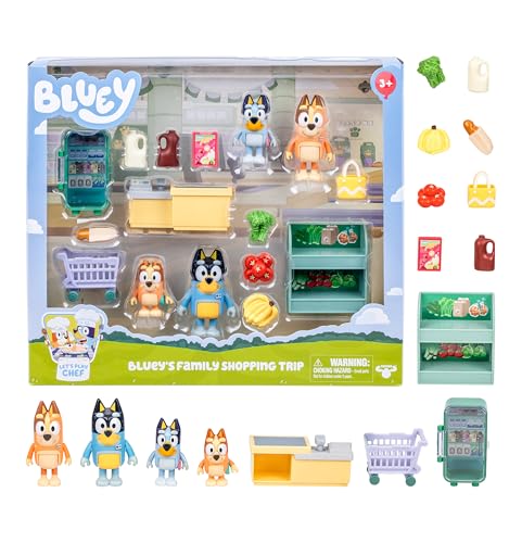 Bluey Series 13 Lets Play Chef Family Shopping Trip Exclusive Figure Playset