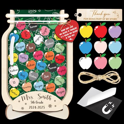 Image of Apple Magnetic Reward Jar Personalised Gift for Teacher Colorful Classroom Decor Custom Student Name Token Reward for Kids Good Behavior Potty Training Management Tools Teacher Back to School Gifts