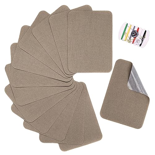 TXSN 12PCS Iron-on Repair Patch, Cotton Repair Patch for Clothes Pants Mending and Decorating Size 3" by 4-1/4", Khiki