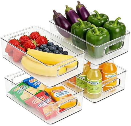 LotFancy Refrigerator Organizer Bins, 4 Pack,10x6x3 in, BPA Free ...