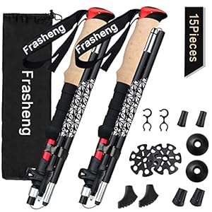Frasheng Wanderstöcke faltbar Aluminium mit Korkgriff, Trekkingstöcke, Wanderstöcke Nordic Walking Stöcke, Wanderstöcke…