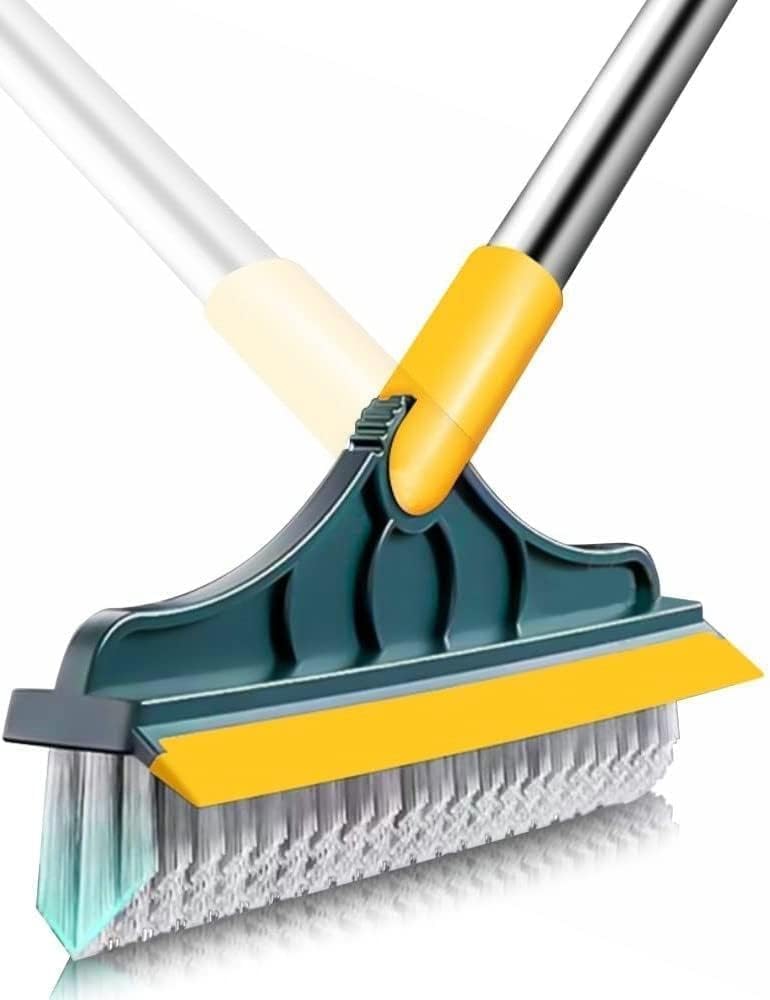 Bathroom Cleaning Brush with Wiper Tiles Cleaning Brush Floor Scrub with Long Handle 120° Rotate Bathroom Wiper Also for Toilet Bathroom Cleaning Accessories (2 in 1)-image-29
