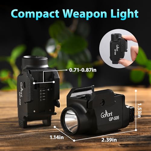 Image of 1500 Lumens Compact Pistol Flashlight, Aluminum Alloy Picatinny Flashlights Weapon Light, Subcompact Tactical Pistol Lights,LED White Light for Handgun, Rechargeable Gun Light