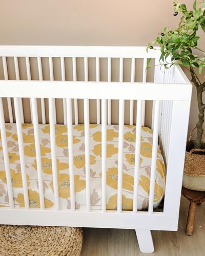 Image of Crib Sheets Neutral - Fitted Baby Crib Sheets Bed for Girl Boy - 2 Pack Standard & Toddler Mattress (Poppy Fields) - Buttery Soft Organic Cotton Blend