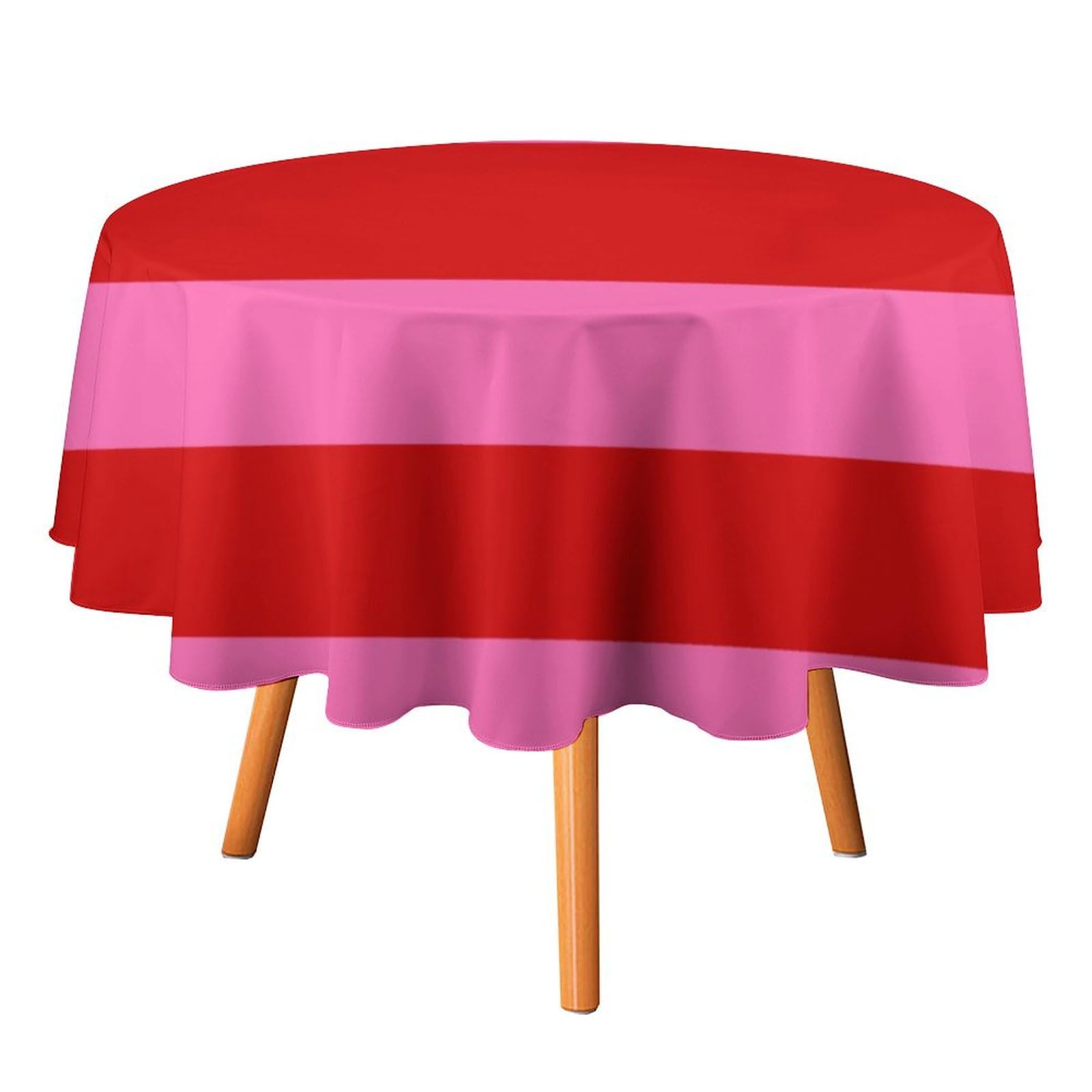 Curdesi Round Tablecloth Red Hot Pink Bold Stripe Table Cover Washable Table Cloths for Kitchen Dinning Party Tabletop Modern Decoration 70 x 70inch