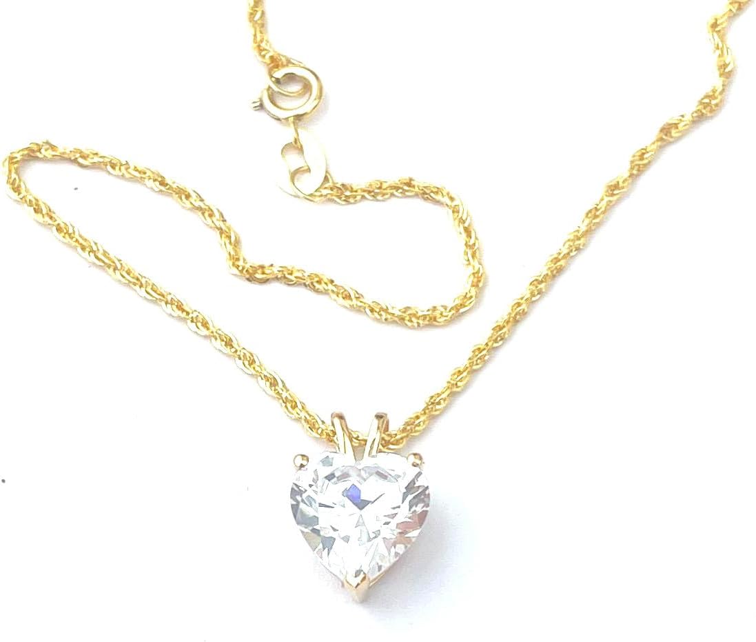 Pierre Lorren 1.5 carat Diamond Necklaces 18k SOLID Yellow Gold Heart Shaped Diamond Solitaire Necklace Rope Heartt Necklaces for women Love Heart diamonnd Birthday Anniversary Mom Appreciation gifts