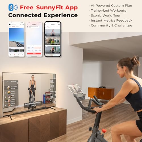 Image of Sunny Health & Fitness Smart Indoor Cycling Bike for Home Cardio Exercise