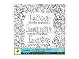 Living in Color Art Therapy Stretch Artist Canvas  Primed, 12in x 12in, Color your own beautiful design on Canvas, Live Love Laugh