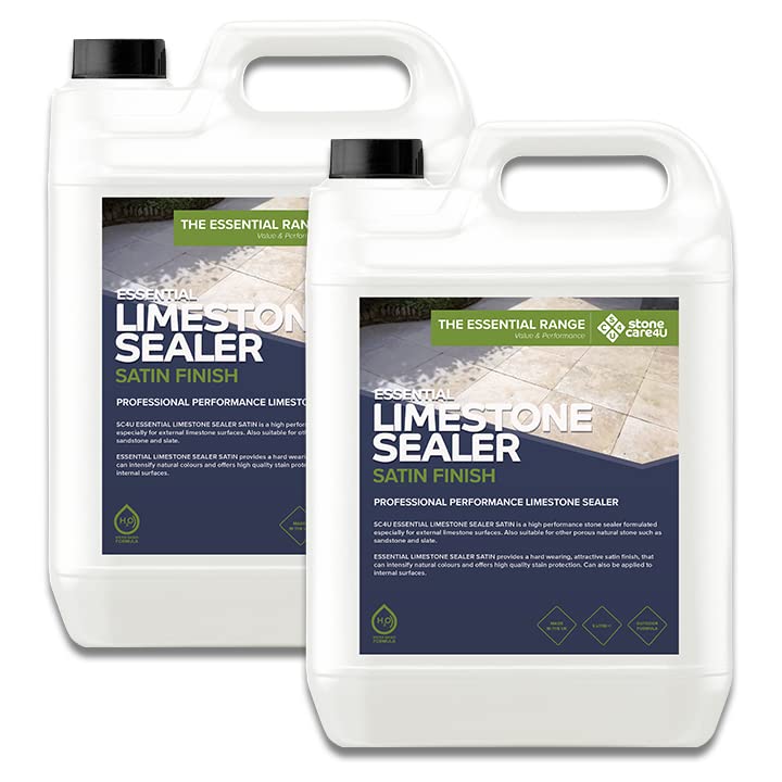 StoneCare4U - Limestone Sealer Satin - 2 x 5L - Gloss Enhancement Exterior Natural Stone Sealant for Sandstone, Limestone, Slate & More. Outdoor Patio Sealant for Patio, Drive & Paths