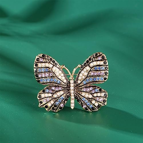 Image of Butterfly Brooch Pins for Women Girls Multicolor Shining Rhinestone Crystal Butterfly Brooch Pin Lapel Safety Pin Corsage Scarf Shawl Clothing Accessories Wedding Party Banquet