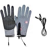 HygoSport Rechargeable Heated Electric Touchscreen Gloves,HygoSport Ultimate Touchscreen Thermal Winter Gloves,USB Waterproof Thermal Gloves (M,Grey-a)