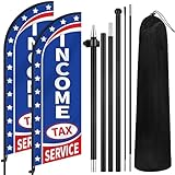 HunnmingRe 2 Sets Income Tax Service Feather Flag 7 ft Flagpoles Pole and Ground Stake Tax Services Swooper Advertising Flag Feather Banner for Accountant Offices Accounting Businesses(English)