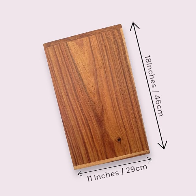 Image of Hutson Solid Teak Wood Cutting Board 18 x 11 Inch with Reinforced Edge Strips - Heavy Duty Wooden Chopping Board