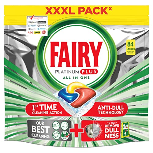 Fairy Platinum PLUS - Spülmaschinentabs All-In-One 84 Kapseln Zitrone. Lemon Geschirrspültabs, Geschirrspülmittel Tabs in Sparpack