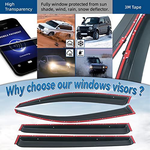 Lqqdp 4Pcs Jdm Smoke Tint Outside Mount Tape On/Clip On Style Pvc Sun Rain Guard Vent Window Visors Compatible With 08-13 Highlander Xu40 #TOP1