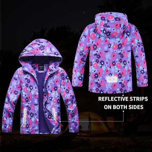 Image of MGEOY Boys Girls Rain Jacket Lightweight Waterproof Hooded Fleece Lined Raincoat Windbreakers for Kids