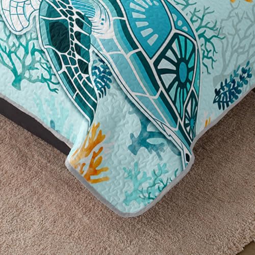 Couette légère avec motif tortue de mer et différents coraux