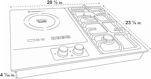 Miniatura 9 de TI-1+2B 23 pulgadas integrado de inducción única + 2 quemadores de gas, placa combinada con certificación UL858