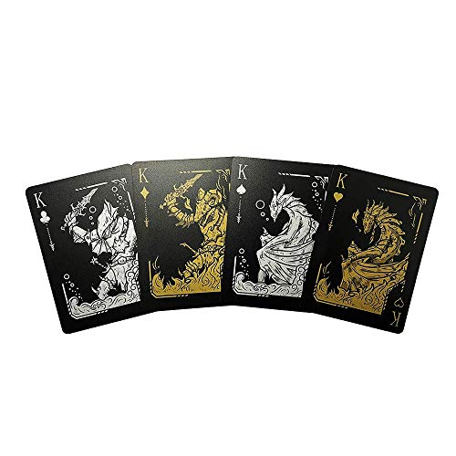 ACELION wasserdichte Spielkarten, Plastik Pokerkarten, Poker Karten Set, Playing Cards (Black Dragon) – Bild 4