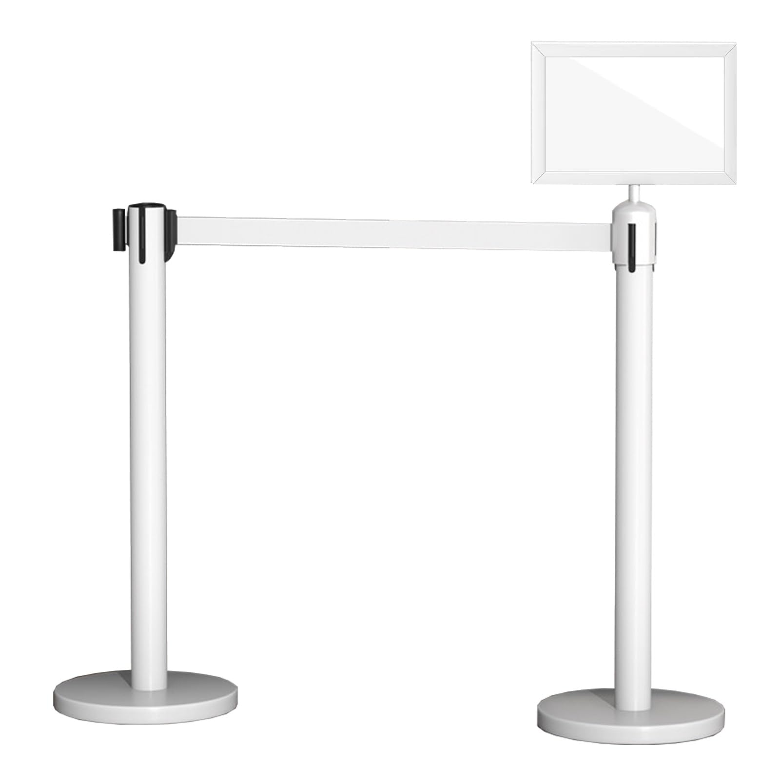 Soportes retráctiles con cinturones de 6 pies, barreras de control de multitudes con soporte para carteles, gestión de colas para bancos, minoristas, eventos, museos