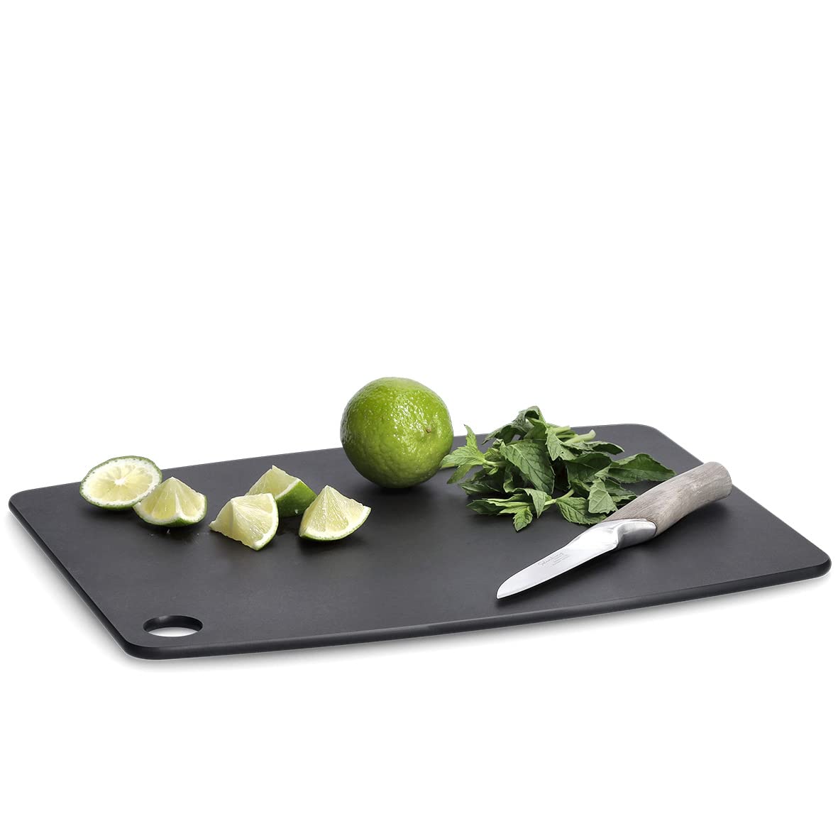 JADE Gourmet Kitchen snijplank met ophanglus (26 x 16 cm) - celluloselaminaat, zwart - vaatwasmachinebestendig, hygiënisch, messenvriendelijk, extreem robuust, hittebestendig