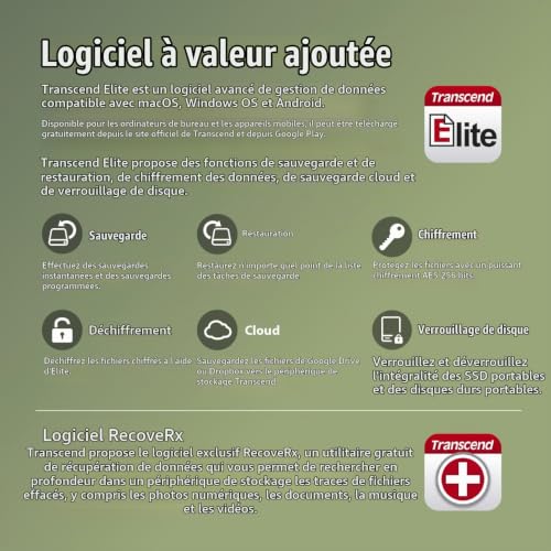 Transcend 2To Disque Dur Portable Robuste StoreJet 25M3, Bouton Sauvegarde