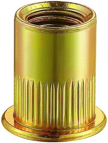 Wensilon Rivet Nut 1/2-13UNC 20Pcs Yellow Zinc Plated Finish Flat Head Rivnut Threaded Insert Nut Knurled Body