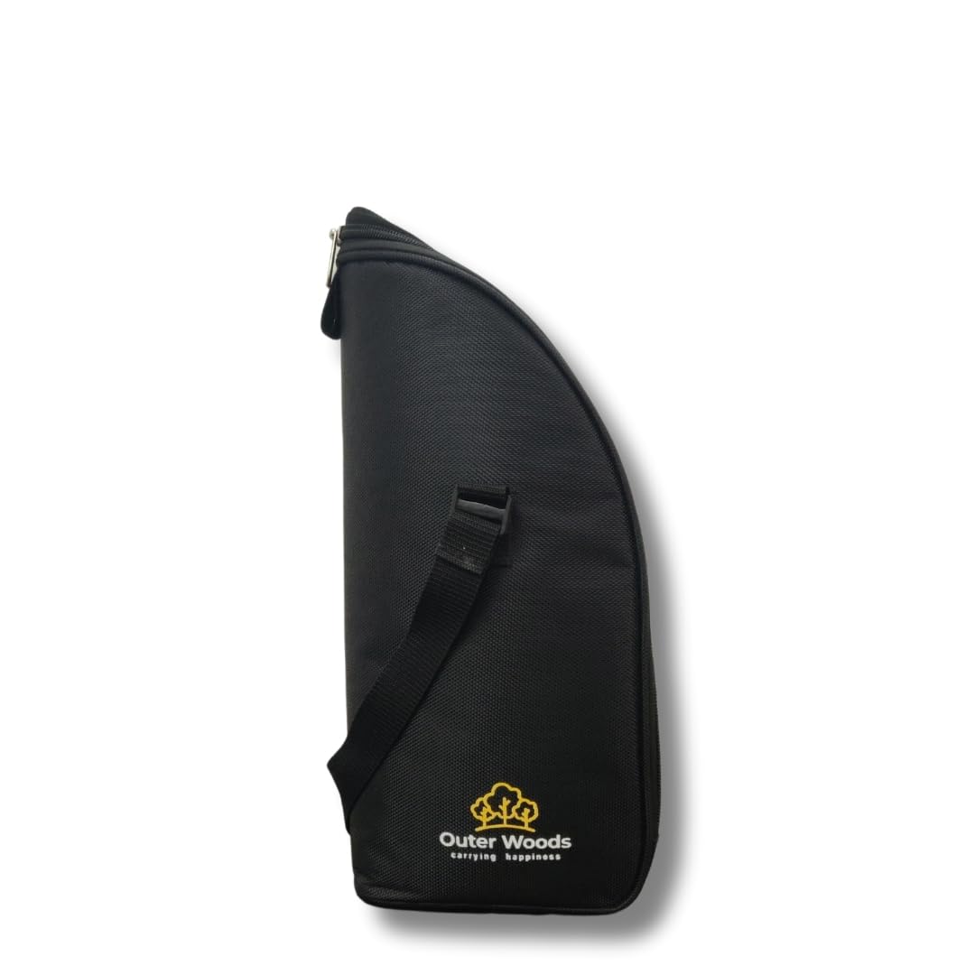 Outer Woods Insulated 1.5 Bottle Cooler Bag, with 2 Units of Ice Gel Pack, Ideal for Carrying Wine, Beer, Whisky, Vodka, Soda, Juice, Milk, and Water, Black