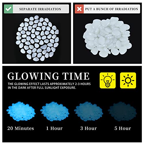 Image of Kaiyuan Dynasty Glow in The Dark Rocks Outdoor Decorative Stones 300Pcs White Glow Stones Glowing Rocks for Planters,Landscaping,Pathway,Garden Decoration