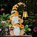 QZZP Solar Bee Garden Gnomes with LED Lantern – Waterproof Stacked Outdoor Decor for Yard, Patio – Unique Gnome Gift for Women, Mom, Grandma (Weatherproof Resin, Outdoor Statues)