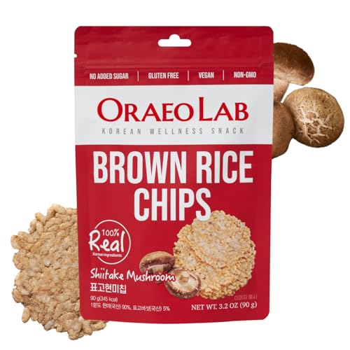 Korean Food Brown Rice Chips with Shiitake Mushroom, Vegan, 3.17 oz (90g) - image 1