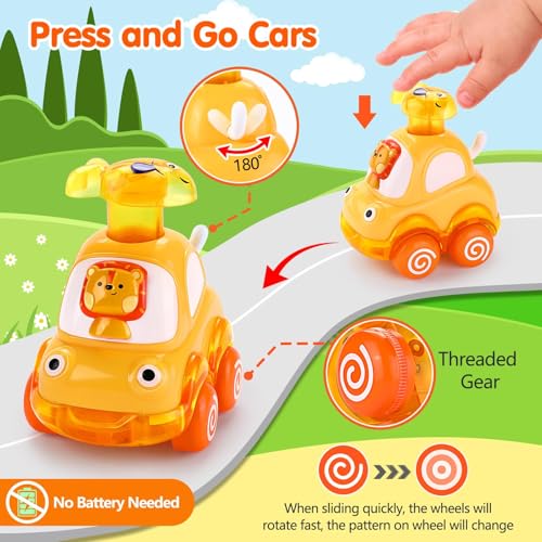 image for Palmatte Cars Toys for 1 Year Old Boy Birthday Gift: Press and Go Toys