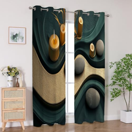 Rideaux motif zen sable H160 x L70 cm | Double panneau isolant - 3