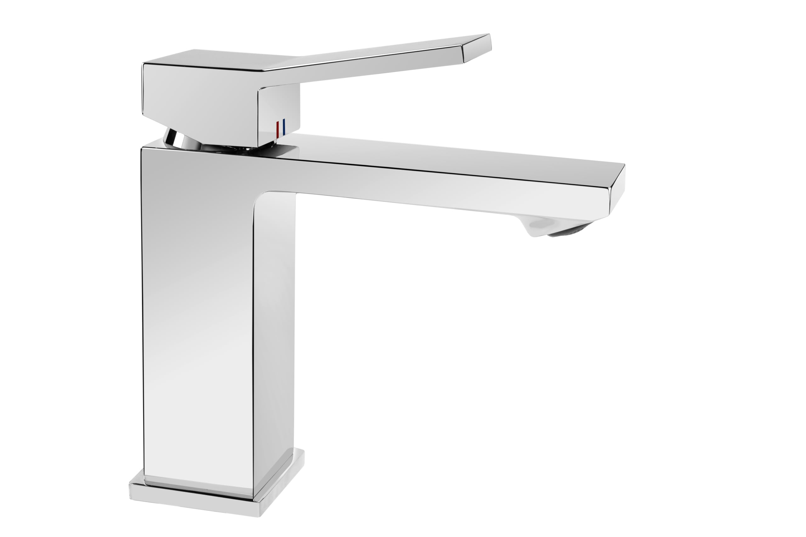 Marco Mammoliti | Miscelatore Monocomando Lavabo Biblos Cromo in Ottone, Altezza Bocca 109mm, Piletta Click Clack Inclusa, 16,3x15,9x5cm