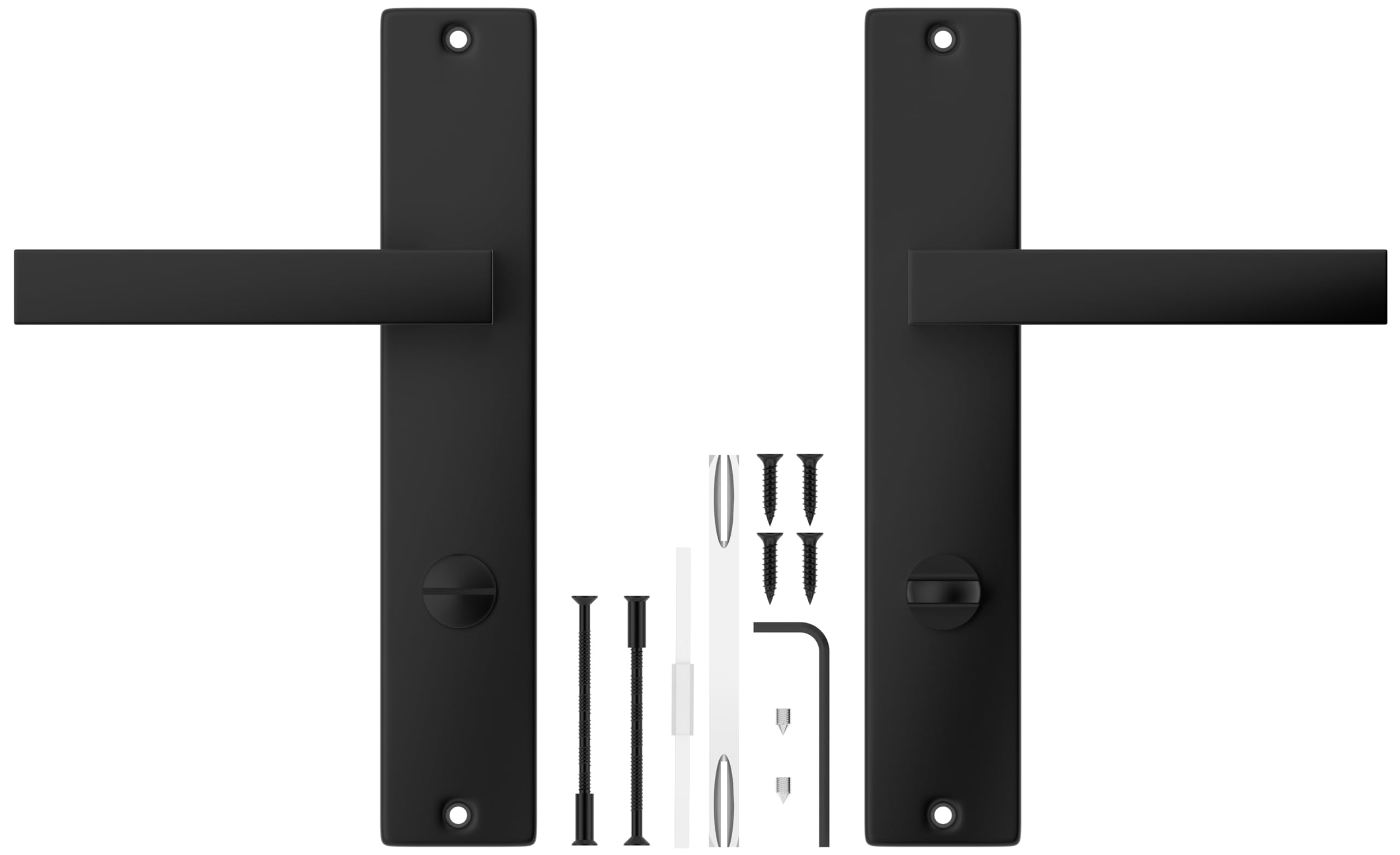ERGO line CUBE garnitures de porte carrées, noires, poignée pour porte de salle de bains WC ensemble de poignée avec rosette longue, garniture de porte, poignée, tige carrée de 7 mm