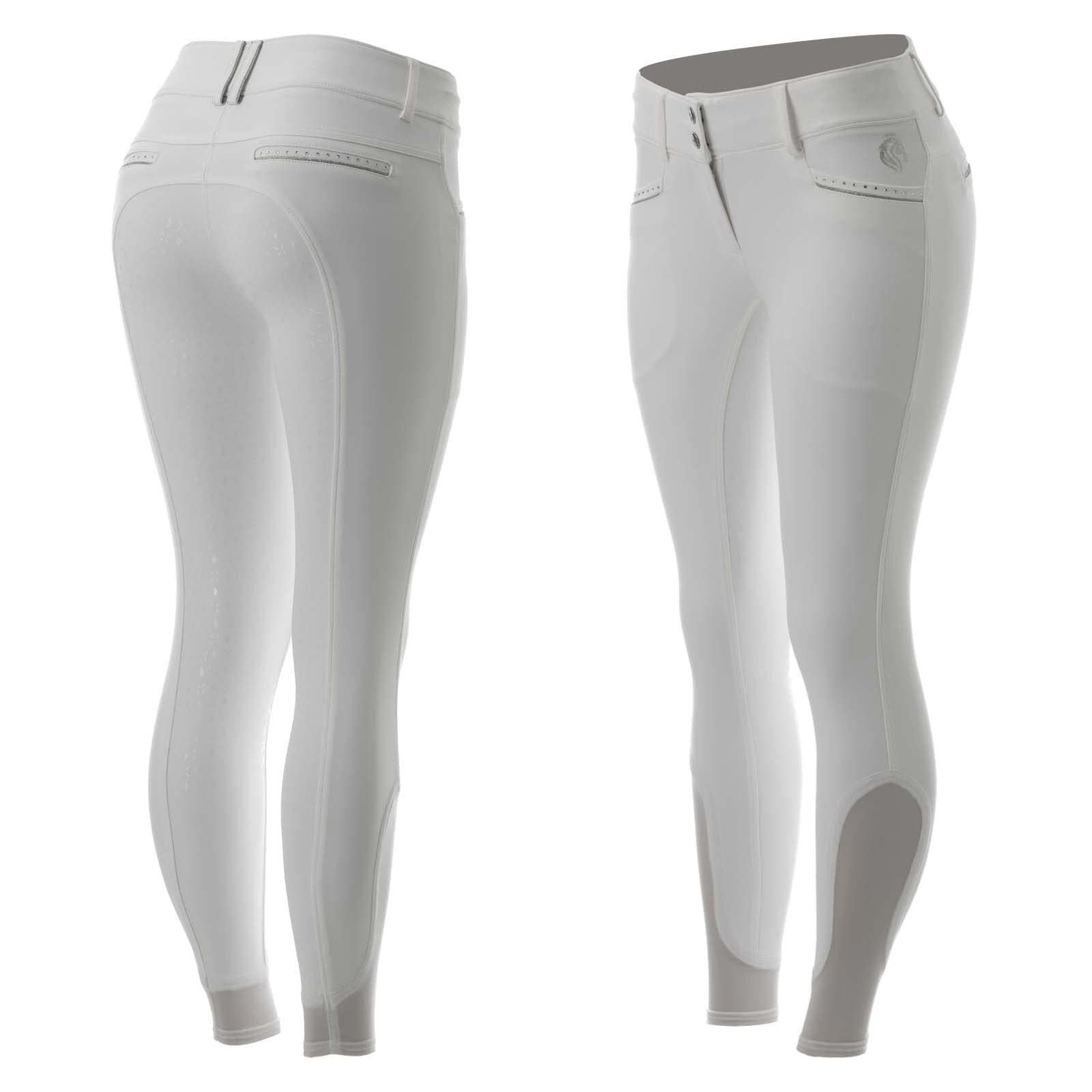Equinavia Victoria Women's Silicone Full Seat Breeches | Elegant Design | Breathable Fabric - White - 26