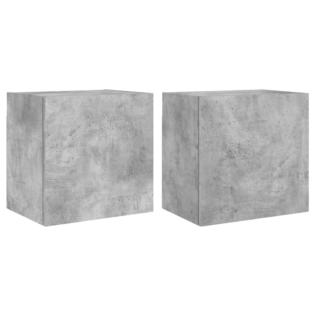Mobile da parete per TV, 2 pezzi, grigio cemento, 40,5 x 30 x 40 cm