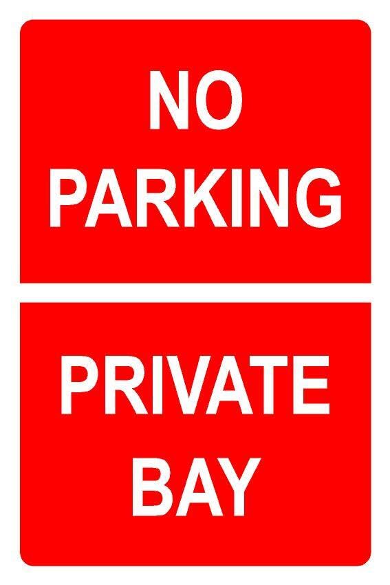 No parking private bay prohibition sign - Self adhesive sticker (200mm x 150mm)