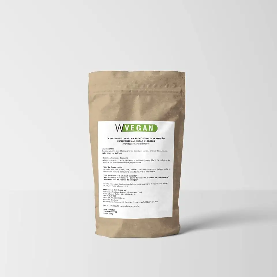 Nutritional Yeast 500g Sabor Parmesao Embalagem Refil WVegan Vegano