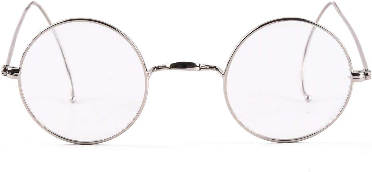 Agstum Blue Light Blocking Reading Glasses, Small Round Wire Rim Readers for Computer Use (Silver / 39mm Size, 1.75 x)