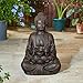 Glitzhome Buddha Fountain with Pump & LED Light, 2 Tier Zen Style Meditating Buddha Water Fountain Outdoor Fountains and Waterfalls Outdoor Buddha Statues for Garden Patio Backyard 28.25
