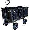 DMS Bolderkar, transportwagen, tuinwagen, gereedschapswagen, handwagen, luchtbanden, profielwielen, zwart