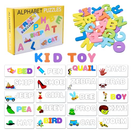 Ortografía Aprendizaje, PIWOSGOL Juguetes Niños 3 4 5 6 Años, Alfabeto Montessori Tarjetas, Juegos Educativos Madera ABC para Niños Aprender a Leer, Regalo Regalo Niño Niña 3-6 Años