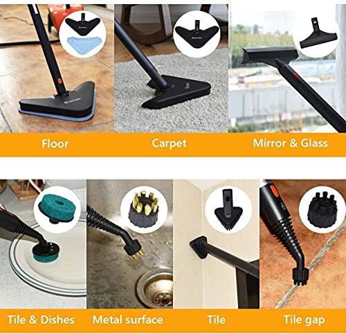 COSTWAY Multipurpose Steam Cleaner with 19 Accessories, Heavy Duty Household Steamer Chemical-Free Cleaning, 1.5L Dual-Tank Rolling Cleaning Machine for Carpet, Floor, Window and Car, Orange+Black COSTWAY Multipurpose Steam Cleaner with 19 Accessories, Heavy Duty Household Steamer Chemical-Free Cleaning, 1.5L Dual-Tank Rolling Cleaning Machine for Carpet, Floor, Window and Car, Orange+Black
