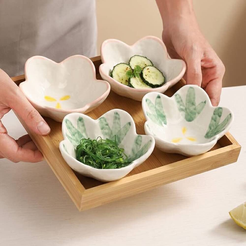 HEXEH Plato de Ensalada Cerámica Creativa Forma de Flor Verde Plato de plástico