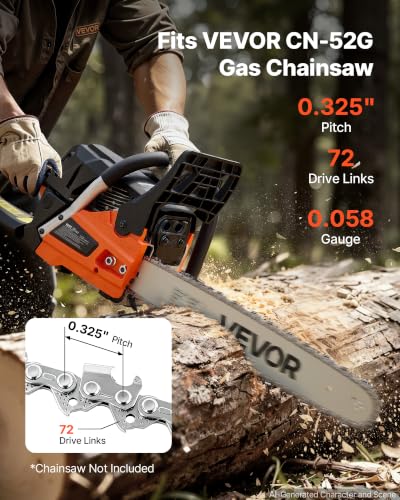 Image of VEVOR Chainsaw Chain 3 Pack 18 Inch 0.325 inch Pitch 0.058 inch Gauge 72 Drive Link