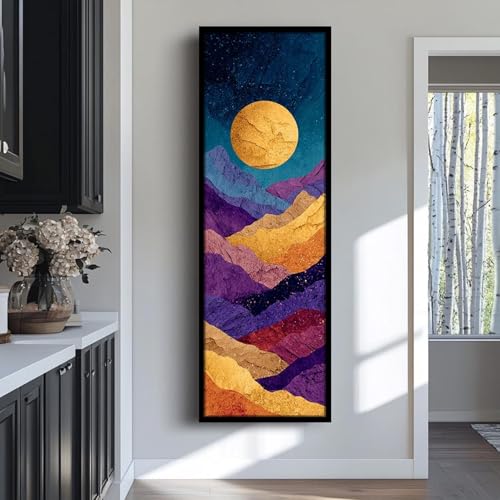 Tableau vertical sur toile pour habiller un mur étroit de salon ou entrée