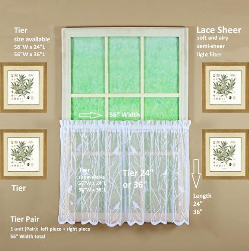 Today’s Curtain, Songbird Halbdurchsichtige Spitze, 91,4 cm, Weiß, 142,2 x 91,4 cm (B x L)