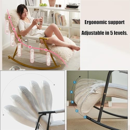 Patio Leisure Rocking Chairs，Nursery Nursing Rocking Chair Indoor Modern Glider Rocking Chair Rocking Accent Armchair with Teddy Upholstered Side Pocket for Living Room Bedroom Offices(Color