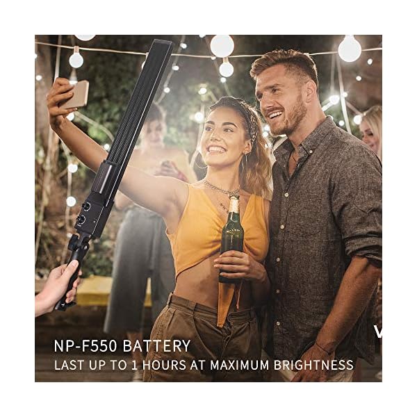 GSKAIWEN LED Videolicht batteriebetriebenes Fotolicht mit tragbarer Handstab,dimmbar 2800-5500K Photo Studio-Beleuchtungsset mit NP-F550 Lithium-Ionen-Akku und Lichtständer für Porträt, Außenvideo – Bild 5